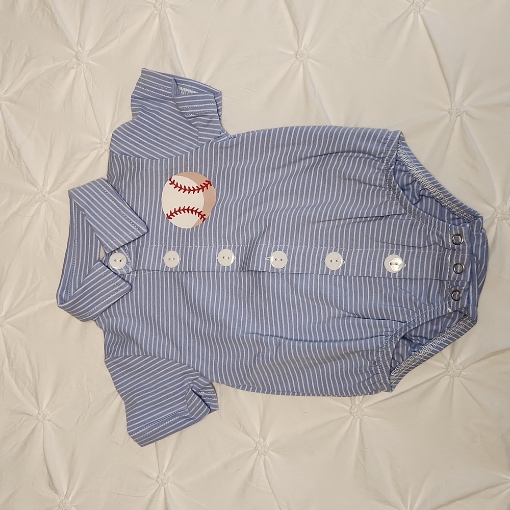 Baby Boy Baseball Button Up Onesie
